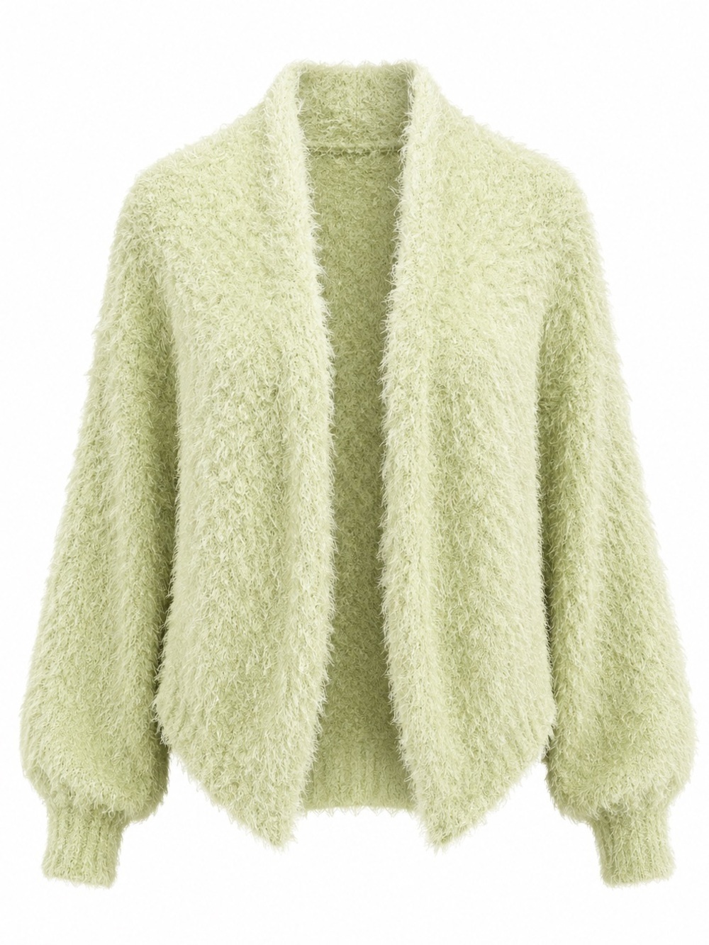 LOUNA NEON LIGHT GREEN FUZZY OPEN FRONT CARDIGAN